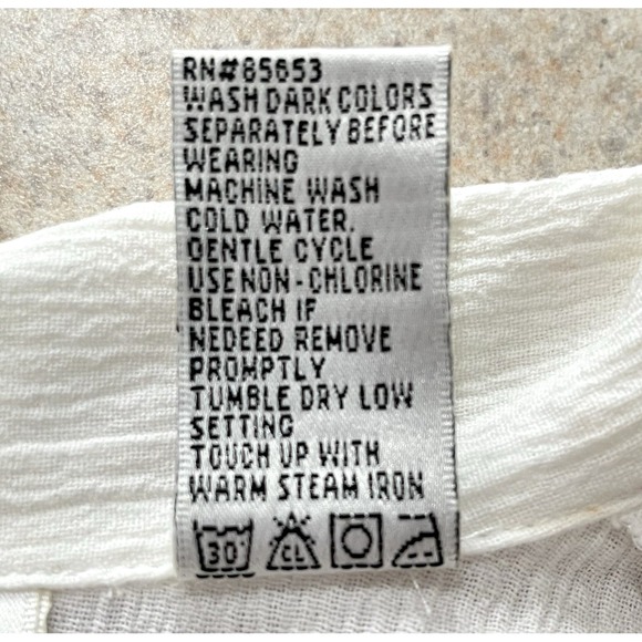 Drapers & Damons Womens Blouse L White Floral Crinkle Embroidery Beads See Notes - Picture 6 of 10